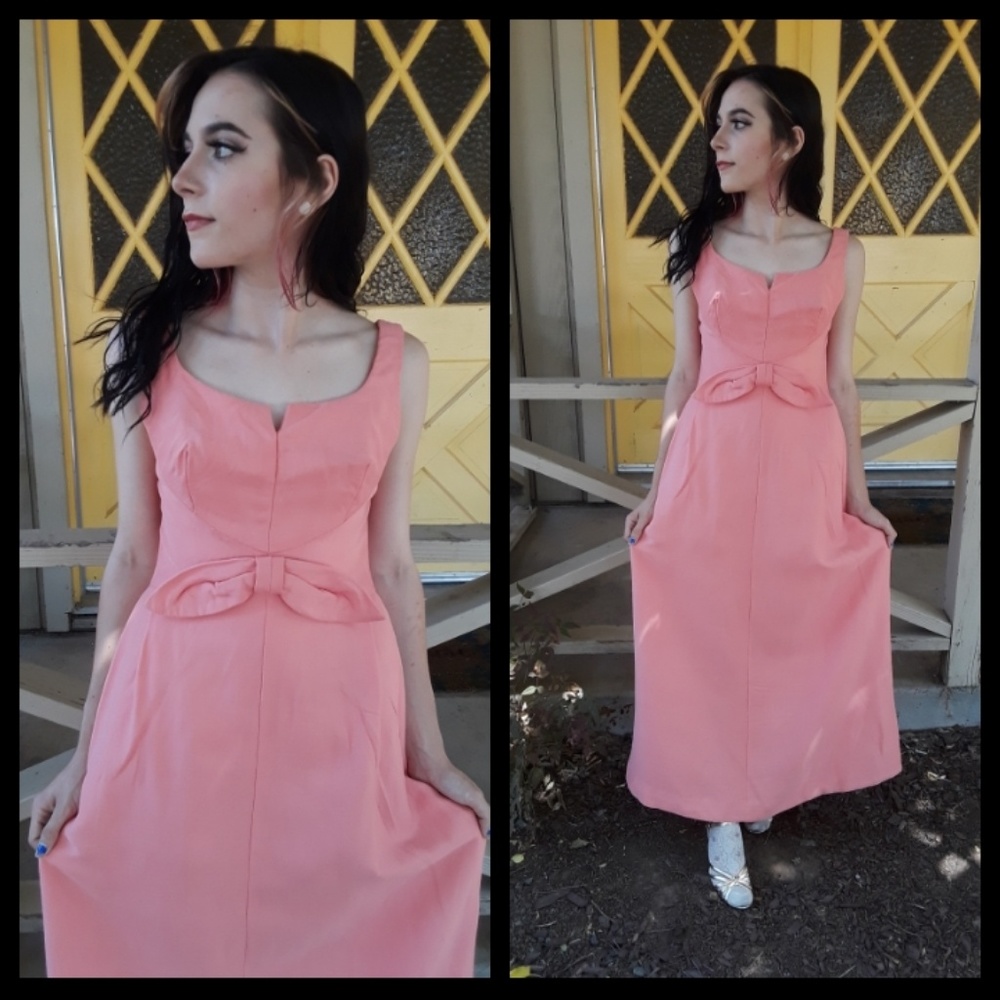 Stunning Vtg 60s coral gown by Joseph magnin